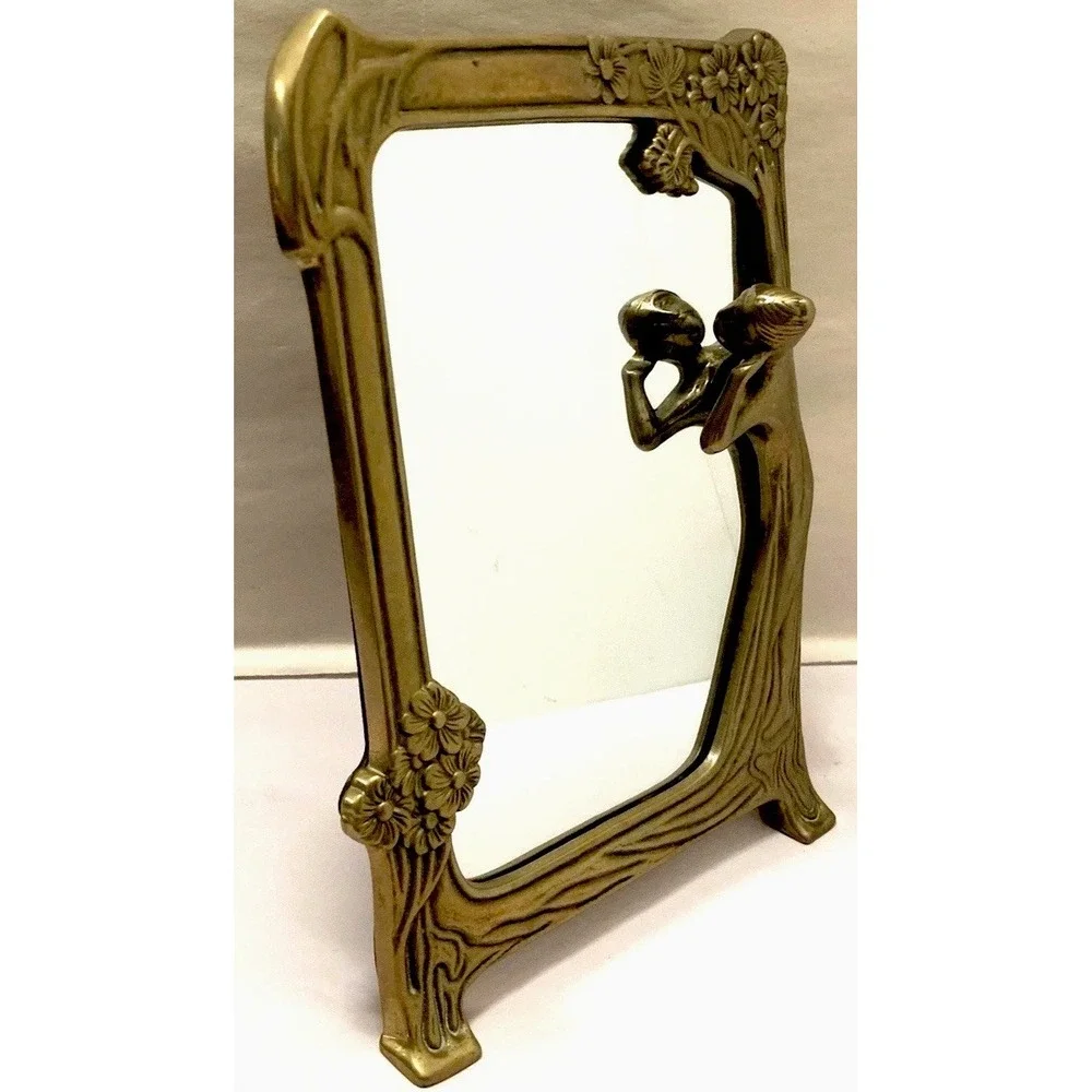 VTG Mirror Brass Framed Art Deco French Country Hollywood Regency Gold Estate